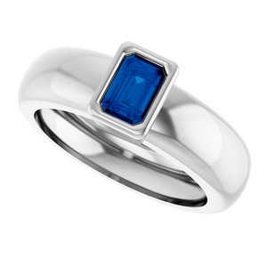 14K White Gold Lab-Grown Blue Sapphire Lightweight Ring – image 5