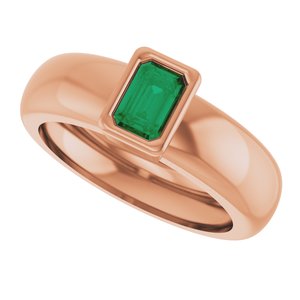 14K Rose Gold Lab-Grown Emerald Lightweight Ring – image 5