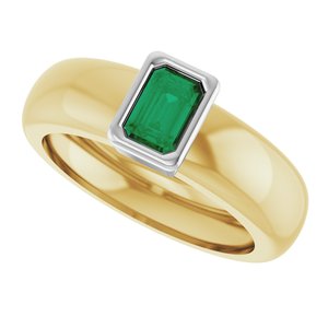 14K Yellow/White Gold Lab-Grown Emerald Lightweight Ring – image 5