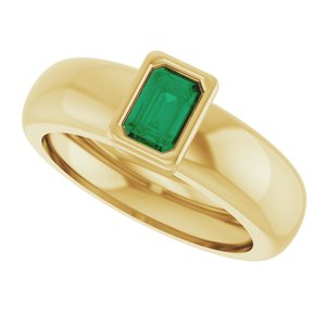 14K Yellow Gold Lab-Grown Emerald Lightweight Ring – image 5
