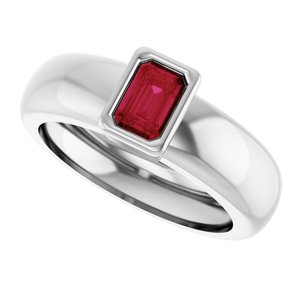 14K White Gold Lab-Grown Ruby Lightweight Ring – image 5