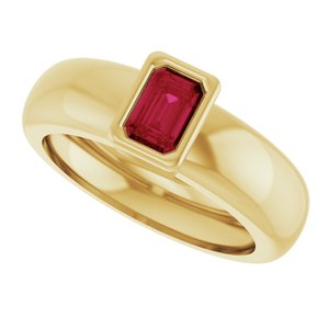 14K Yellow Gold Lab-Grown Ruby Lightweight Ring – image 5