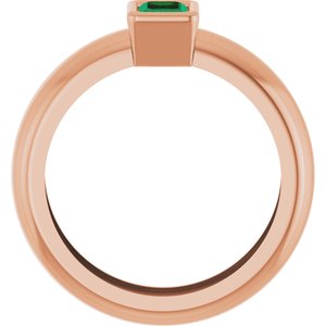 14K Rose Gold Lab-Grown Emerald Lightweight Ring – image 2
