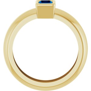 14K Yellow Gold Lab-Grown Blue Sapphire Lightweight Ring – image 2