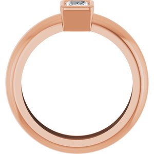 14K Rose Gold 6x4 mm Emerald Bezel-Set Lightweight Ring Mounting – image 3
