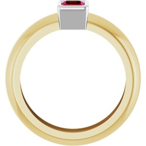 14K Yellow/White Gold Lab-Grown Ruby Lightweight Ring – image 2