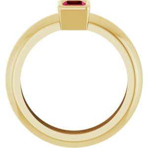 14K Yellow Gold Lab-Grown Ruby Lightweight Ring – image 2