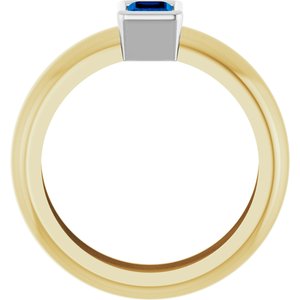 14K Yellow/White Gold Lab-Grown Blue Sapphire Lightweight Ring – image 2