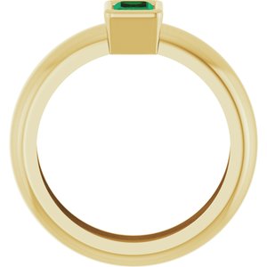 14K Yellow Gold Lab-Grown Emerald Lightweight Ring – image 2