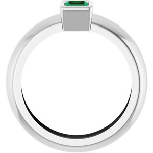 14K White Gold Lab-Grown Emerald Lightweight Ring – image 2
