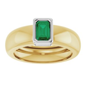 14K Yellow/White Gold Lab-Grown Emerald Lightweight Ring – image 3