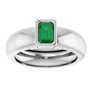 14K White Gold Lab-Grown Emerald Lightweight Ring – image 3