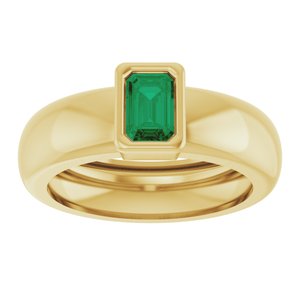 14K Yellow Gold Lab-Grown Emerald Lightweight Ring – image 3