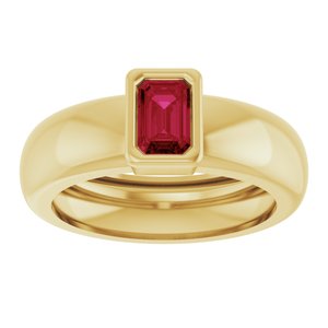 14K Yellow Gold Lab-Grown Ruby Lightweight Ring – image 3