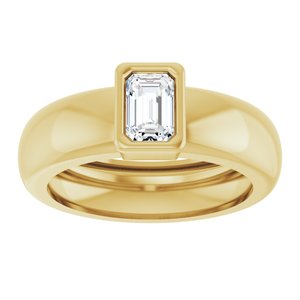14K Yellow Gold 6x4 mm Emerald Bezel-Set Lightweight Ring Mounting – image 5