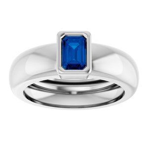 14K White Gold Lab-Grown Blue Sapphire Lightweight Ring – image 3
