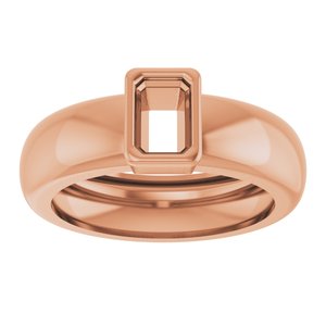 14K Rose Gold 6x4 mm Emerald Bezel-Set Lightweight Ring Mounting – image 6