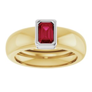 14K Yellow/White Gold Lab-Grown Ruby Lightweight Ring – image 3