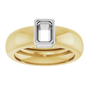 14K Yellow/White Gold 6x4 mm Emerald Bezel-Set Lightweight Ring Mounting – image 6