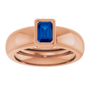 14K Rose Gold Lab-Grown Blue Sapphire Lightweight Ring – image 3