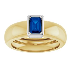 14K Yellow/White Gold Lab-Grown Blue Sapphire Lightweight Ring – image 3