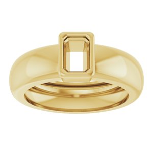 14K Yellow Gold 6x4 mm Emerald Bezel-Set Lightweight Ring Mounting – image 6