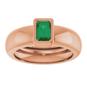 14K Rose Gold Lab-Grown Emerald Lightweight Ring – image 3
