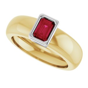 14K Yellow/White Gold Lab-Grown Ruby Lightweight Ring – image 5