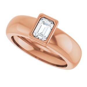 14K Rose Gold 6x4 mm Emerald Bezel-Set Lightweight Ring Mounting – image 8