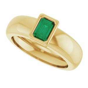 14K Yellow Gold Lab-Grown Emerald Lightweight Ring – image 5