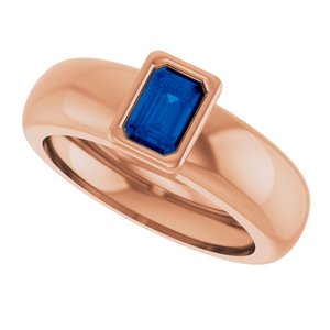 14K Rose Gold Lab-Grown Blue Sapphire Lightweight Ring – image 5