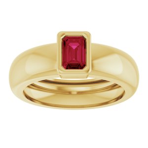 14K Yellow Gold Lab-Grown Ruby Lightweight Ring – image 3