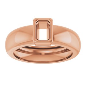 14K Rose Gold 6x4 mm Emerald Bezel-Set Lightweight Ring Mounting – image 6