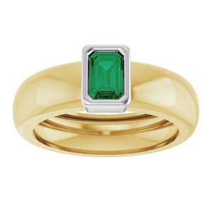 14K Yellow/White Gold Lab-Grown Emerald Lightweight Ring – image 3