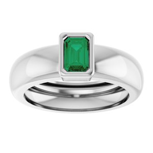 14K White Gold Lab-Grown Emerald Lightweight Ring – image 3