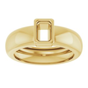 14K Yellow Gold 6x4 mm Emerald Bezel-Set Lightweight Ring Mounting – image 6