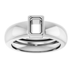 14K White Gold 6x4 mm Emerald Bezel-Set Lightweight Ring Mounting – image 6