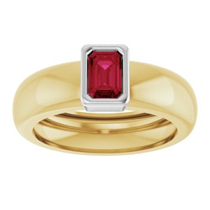 14K Yellow/White Gold Lab-Grown Ruby Lightweight Ring – image 3