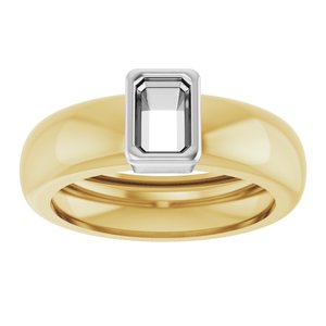 14K Yellow/White Gold 6x4 mm Emerald Bezel-Set Lightweight Ring Mounting – image 6