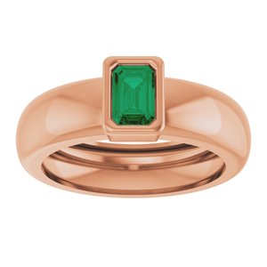 14K Rose Gold Lab-Grown Emerald Lightweight Ring – image 3