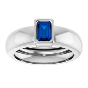 14K White Gold Lab-Grown Blue Sapphire Lightweight Ring – image 3