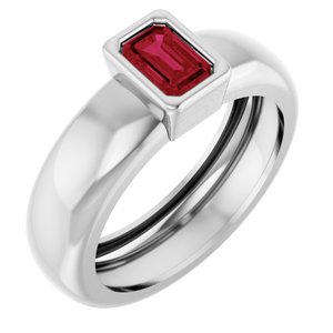14K White Gold Lab-Grown Ruby Lightweight Ring