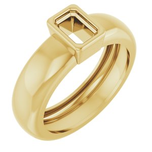 14K Yellow Gold 6x4 mm Emerald Bezel-Set Lightweight Ring Mounting – image 2