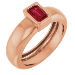 14K Rose Gold Lab-Grown Ruby Lightweight Ring