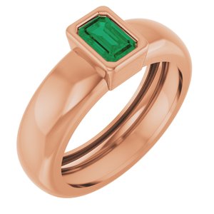 14K Rose Gold Lab-Grown Emerald Lightweight Ring