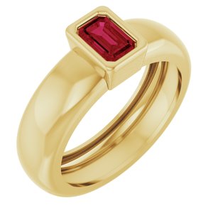 14K Yellow Gold Lab-Grown Ruby Lightweight Ring