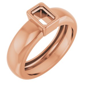 14K Rose Gold 6x4 mm Emerald Bezel-Set Lightweight Ring Mounting – image 2