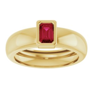 14K Yellow Gold Lab-Grown Ruby Lightweight Ring – image 3