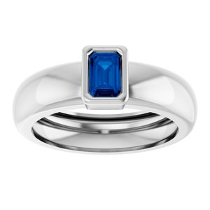 14K White Gold Lab-Grown Blue Sapphire Lightweight Ring – image 3