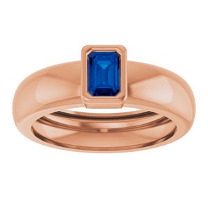 14K Rose Gold Lab-Grown Blue Sapphire Lightweight Ring – image 3